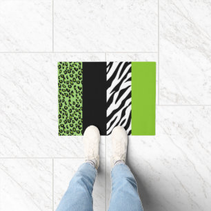 Leopard Print, Zebra Print, Animal Print, Green Doormat