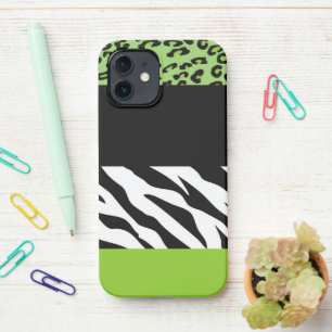 Leopard Print, Zebra Print, Animal Print, Green iPhone 12 Case