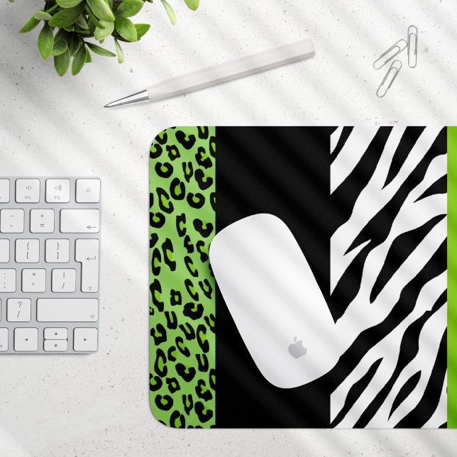 Leopard Print, Zebra Print, Animal Print, Green Mouse Pad (Creator Uploaded)
