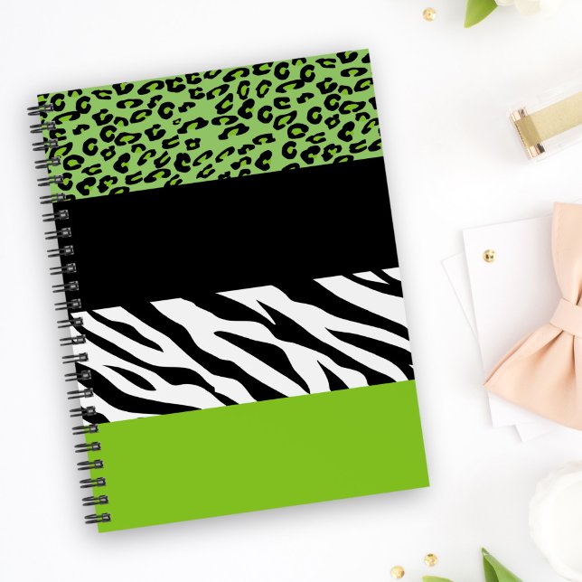 Leopard Print, Zebra Print, Animal Print, Green Notebook (Creator Uploaded)