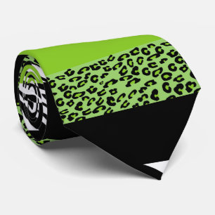 Leopard Print, Zebra Print, Animal Print, Green Tie