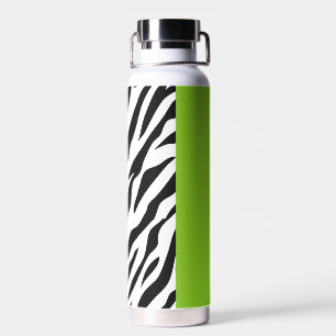 Leopard Print, Zebra Print, Animal Print, Green Water Bottle