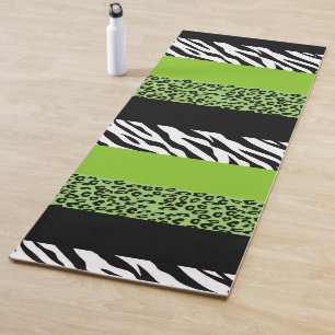 Leopard Print, Zebra Print, Animal Print, Green Yoga Mat