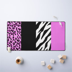 Leopard Print, Zebra Print, Animal Print, Pink Desk Mat