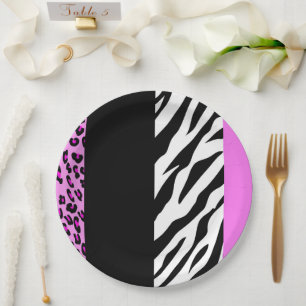 Leopard Print, Zebra Print, Animal Print, Pink Paper Plate