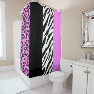 Leopard Print, Zebra Print, Animal Print, Pink Shower Curtain