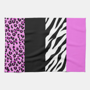 Leopard Print, Zebra Print, Animal Print, Pink Tea Towel