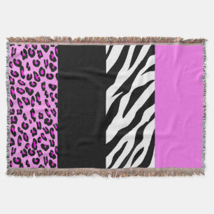 Leopard Print, Zebra Print, Animal Print, Pink Throw Blanket