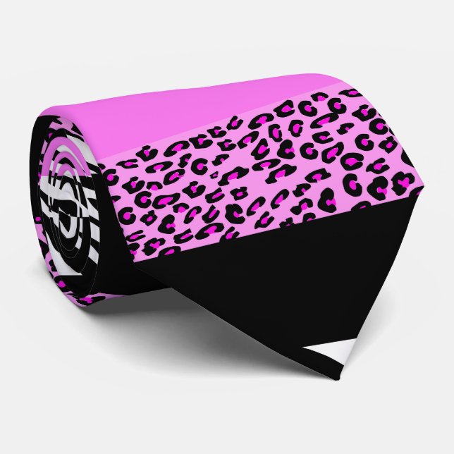 Leopard Print, Zebra Print, Animal Print, Pink Tie (Rolled)