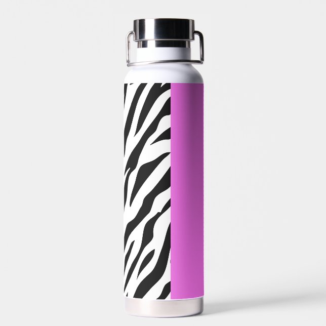 Leopard Print, Zebra Print, Animal Print, Pink Water Bottle (Back)