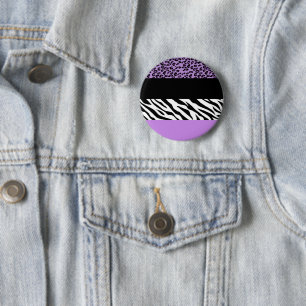 Leopard Print, Zebra Print, Animal Print, Purple 6 Cm Round Badge