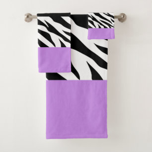 Leopard Print, Zebra Print, Animal Print, Purple Bath Towel Set