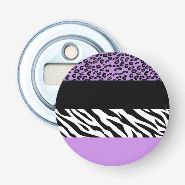 Leopard Print, Zebra Print, Animal Print, Purple Bottle Opener (Front)