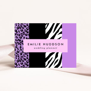 Leopard Print, Zebra Print, Animal Print, Purple Business Card