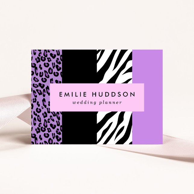 Leopard Print, Zebra Print, Animal Print, Purple Business Card (Creator Uploaded)