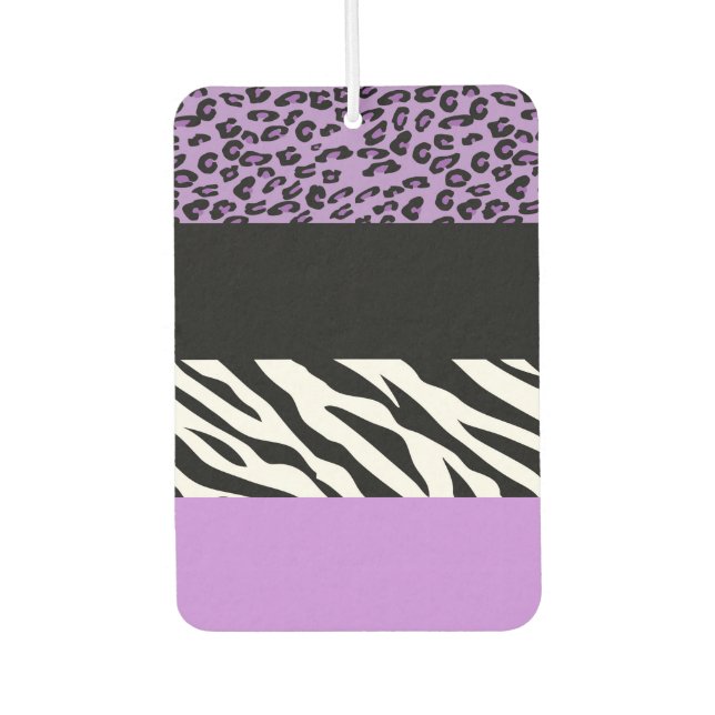 Leopard Print, Zebra Print, Animal Print, Purple Car Air Freshener (Front)