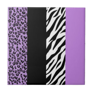 Leopard Print, Zebra Print, Animal Print, Purple Ceramic Tile