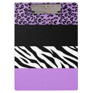 Leopard Print, Zebra Print, Animal Print, Purple Clipboard