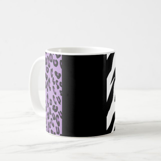 Leopard Print, Zebra Print, Animal Print, Purple Coffee Mug (Front Left)