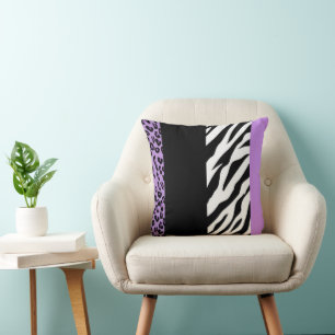 Leopard Print, Zebra Print, Animal Print, Purple Cushion