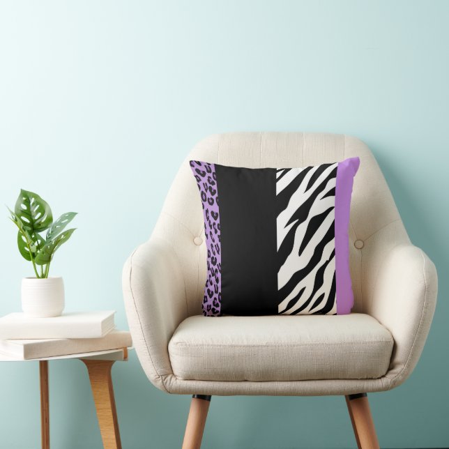 Leopard Print, Zebra Print, Animal Print, Purple Cushion (Chair)