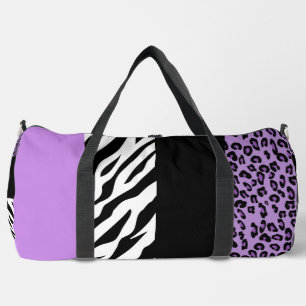 Leopard Print, Zebra Print, Animal Print, Purple Duffle Bag