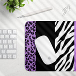 Leopard Print, Zebra Print, Animal Print, Purple Mouse Pad<br><div class="desc">Elegant,  stylish and sophisticated leopard and zebra pattern in purple colour. Modern and trendy gift,  perfect for the animal print lover in your life.</div>