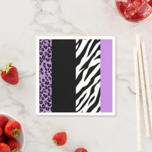 Leopard Print, Zebra Print, Animal Print, Purple Napkin