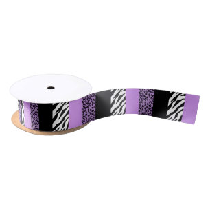 Leopard Print, Zebra Print, Animal Print, Purple Satin Ribbon