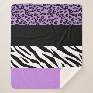 Leopard Print, Zebra Print, Animal Print, Purple Sherpa Blanket