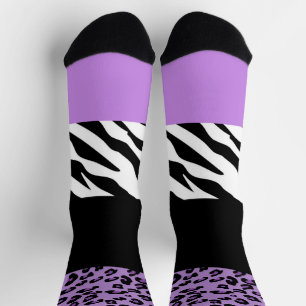 Leopard Print, Zebra Print, Animal Print, Purple Socks