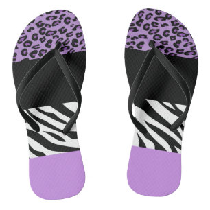Leopard Print, Zebra Print, Animal Print, Purple Thongs