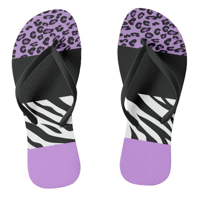 Leopard Print, Zebra Print, Animal Print, Purple Thongs (Footbed)