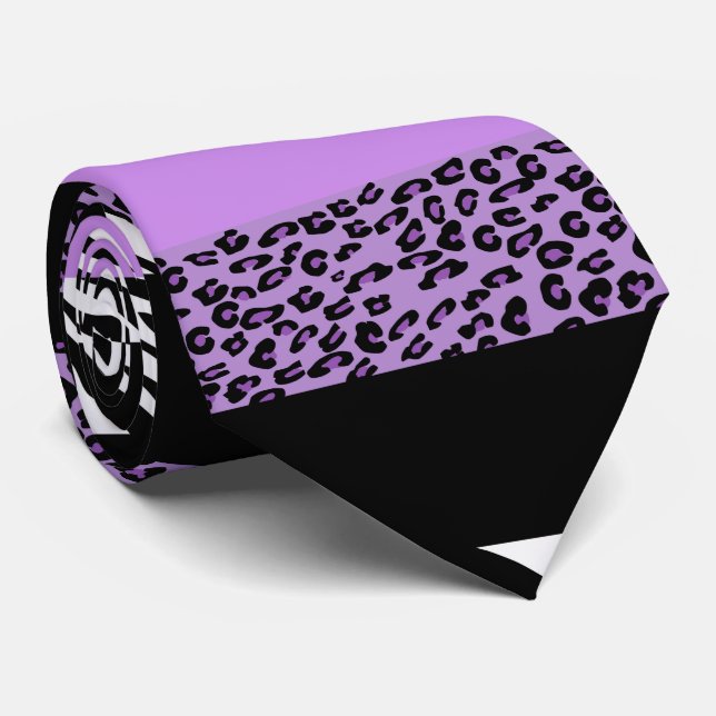 Leopard Print, Zebra Print, Animal Print, Purple Tie (Rolled)
