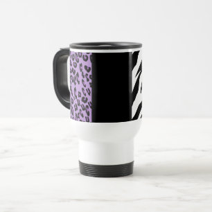 Leopard Print, Zebra Print, Animal Print, Purple Travel Mug