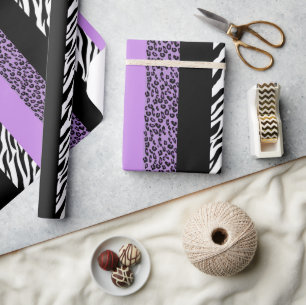 Leopard Print, Zebra Print, Animal Print, Purple Wrapping Paper