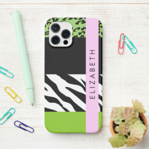 Leopard Print, Zebra Print, Green, Your Name iPhone 12 Pro Case