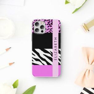 Leopard Print, Zebra Print, Pink, Your Name iPhone 12 Pro Case