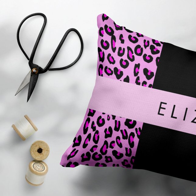 Leopard Print, Zebra Print, Pink, Your Name Decorative Cushion (Creator Uploaded)