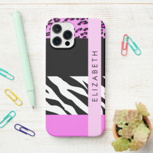 Leopard Print, Zebra Print, Pink, Your Name iPhone 12 Pro Case