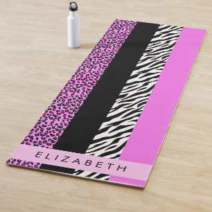 Leopard Print, Zebra Print, Pink, Your Name Yoga Mat