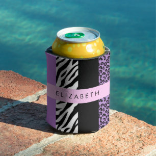 Leopard Print, Zebra Print, Purple, Your Name Can Cooler