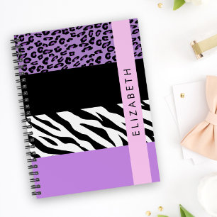 Leopard Print, Zebra Print, Purple, Your Name Planner