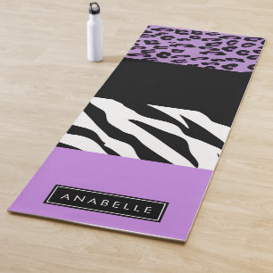 Leopard Print, Zebra Print, Purple, Your Name Yoga Mat