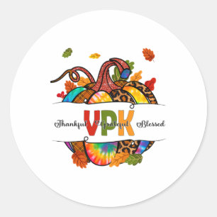 Leopard Pumpkin Autumn Fall Thanksgiving Vpk Teach Classic Round Sticker