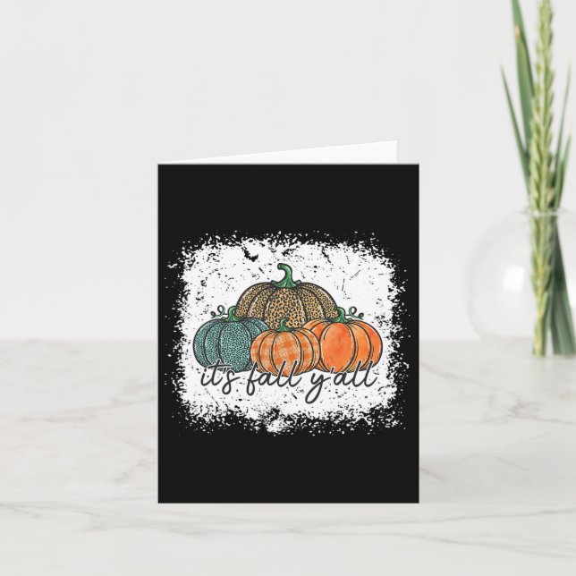 Leopard Pumpkin Autumn Its Fall Yall Thanksgiving  Card (Front)