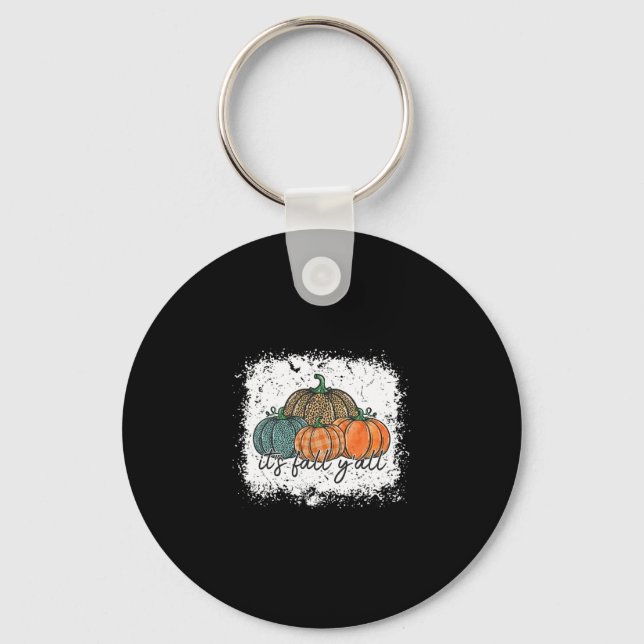 Leopard Pumpkin Autumn Its Fall Yall Thanksgiving  Key Ring (Front)