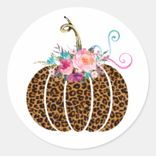 Leopard pumpkin classic round sticker