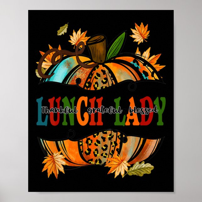 Leopard Pumpkin Fall Autumn Thanksgiving Lunch Lad Poster (Front)