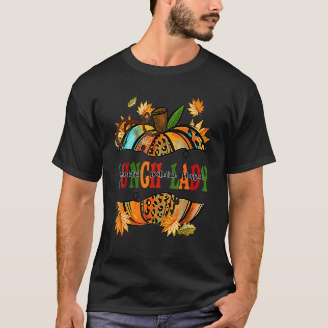 Leopard Pumpkin Fall Autumn Thanksgiving Lunch Lad T-Shirt (Front)